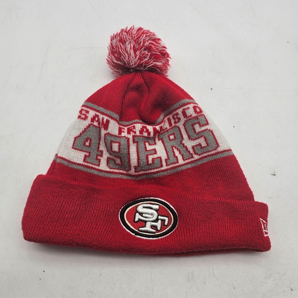 San Francisco 49ers Hat Beanie Mens One Size Red NFL Football Knit Pom New Era